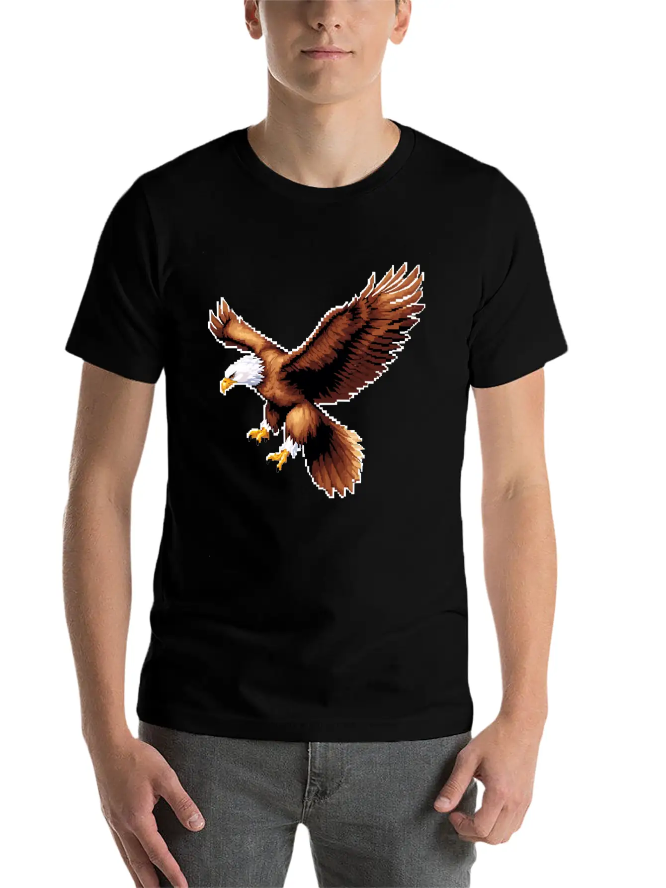 A Pixel Art Of A Eagle Basic Graphic T-Shirt – Daily Comfort In Soft Cotton