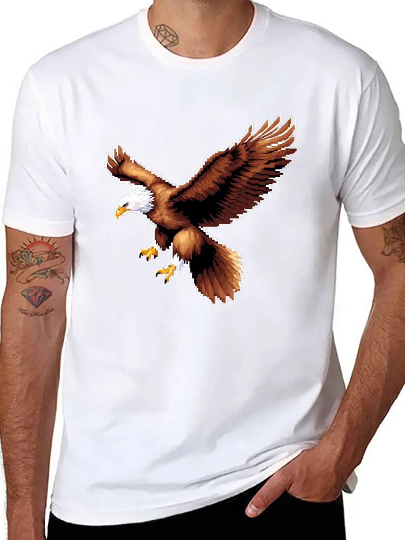 A Pixel Art Of A Eagle Basic Graphic T-Shirt – Daily Comfort In Soft Cotton