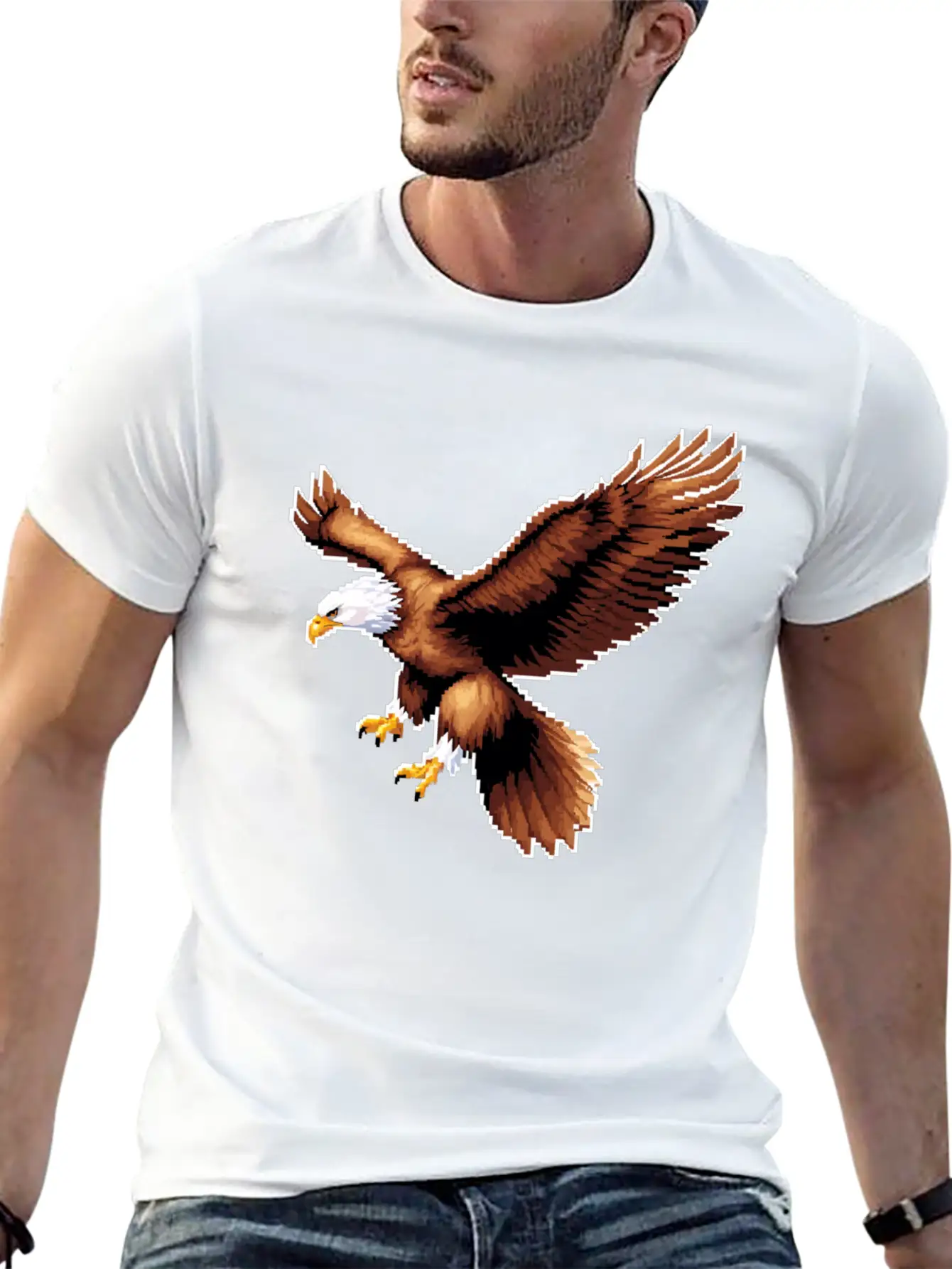 A Pixel Art Of A Eagle Basic Graphic T-Shirt – Daily Comfort In Soft Cotton
