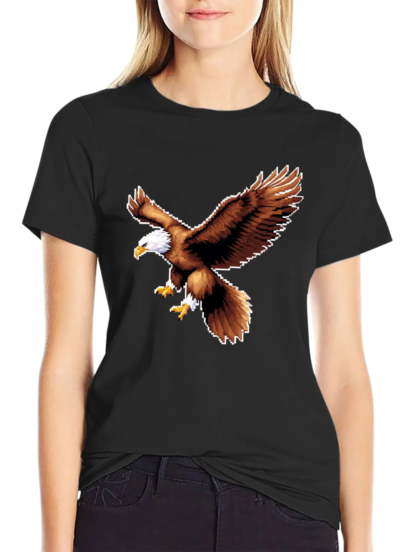 A Pixel Art Of A Eagle Basic Graphic T-Shirt – Daily Comfort In Soft Cotton