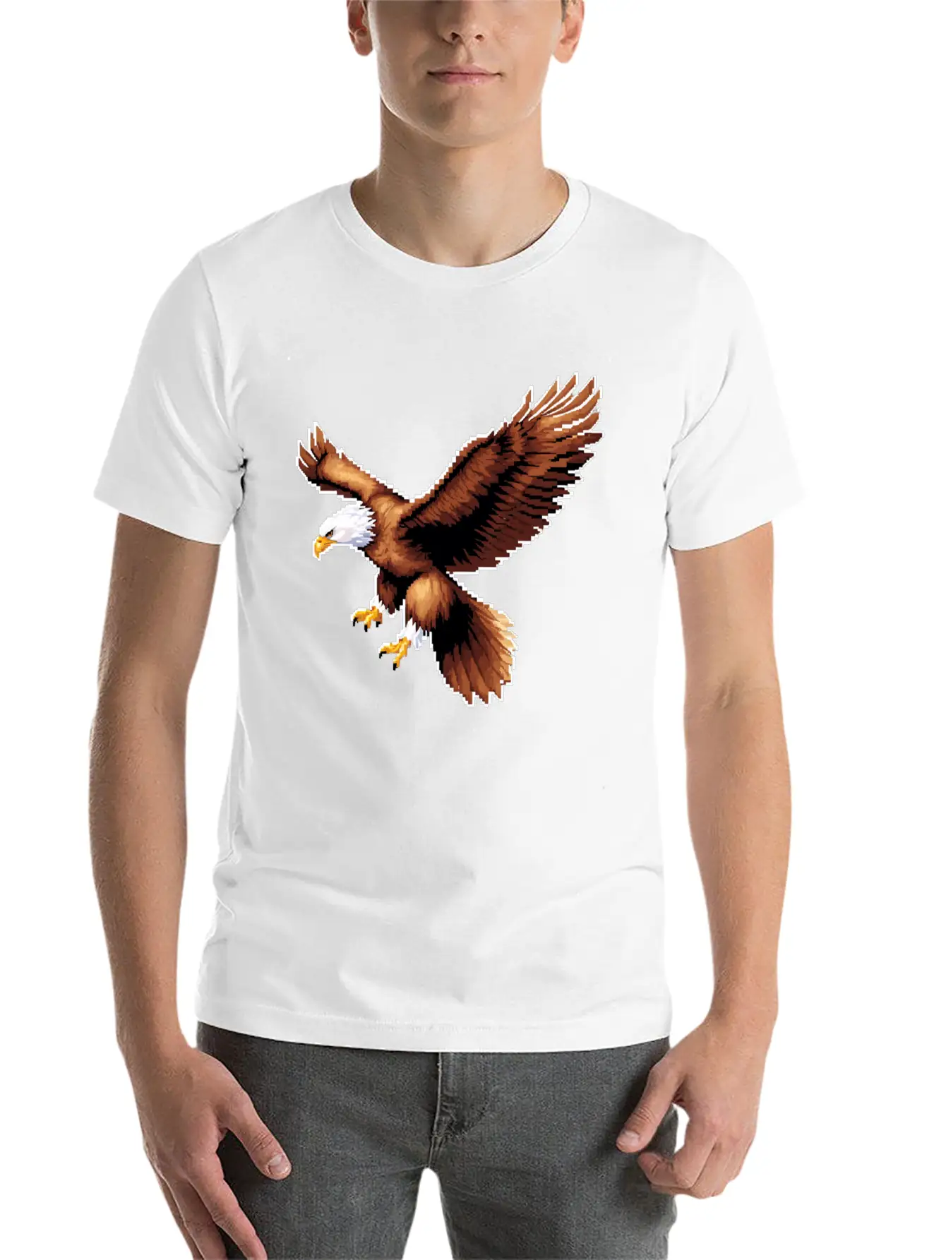 A Pixel Art Of A Eagle Basic Graphic T-Shirt – Daily Comfort In Soft Cotton