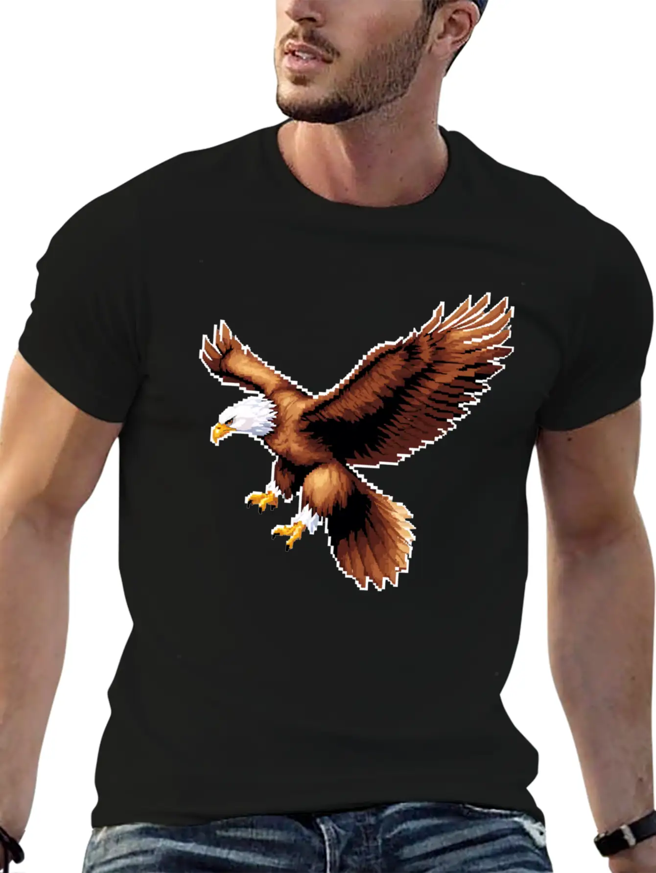 A Pixel Art Of A Eagle Basic Graphic T-Shirt – Daily Comfort In Soft Cotton