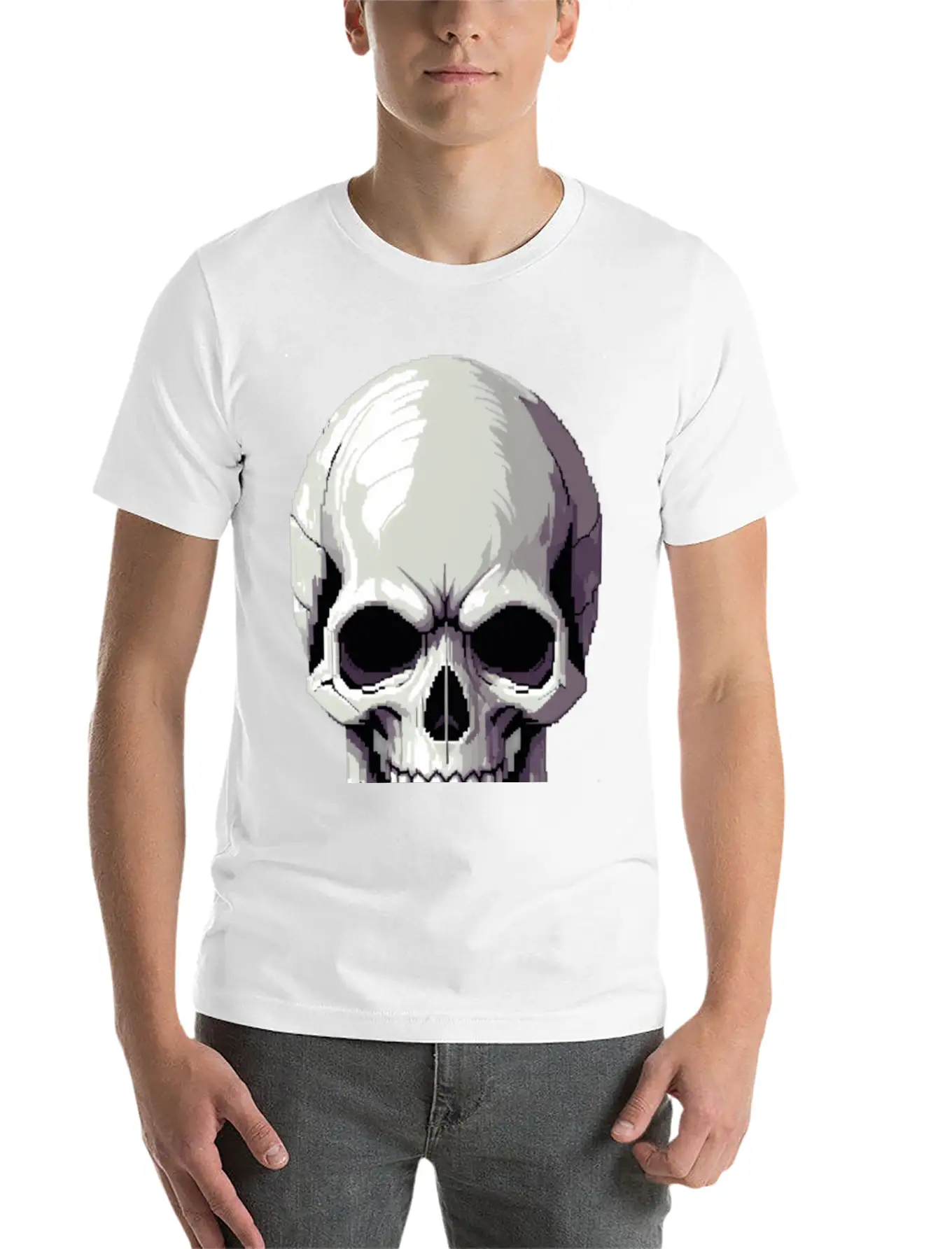 A Pixel Art Of A Skull Comfortable Minimalist Graphic Tee – Summer Style Essential