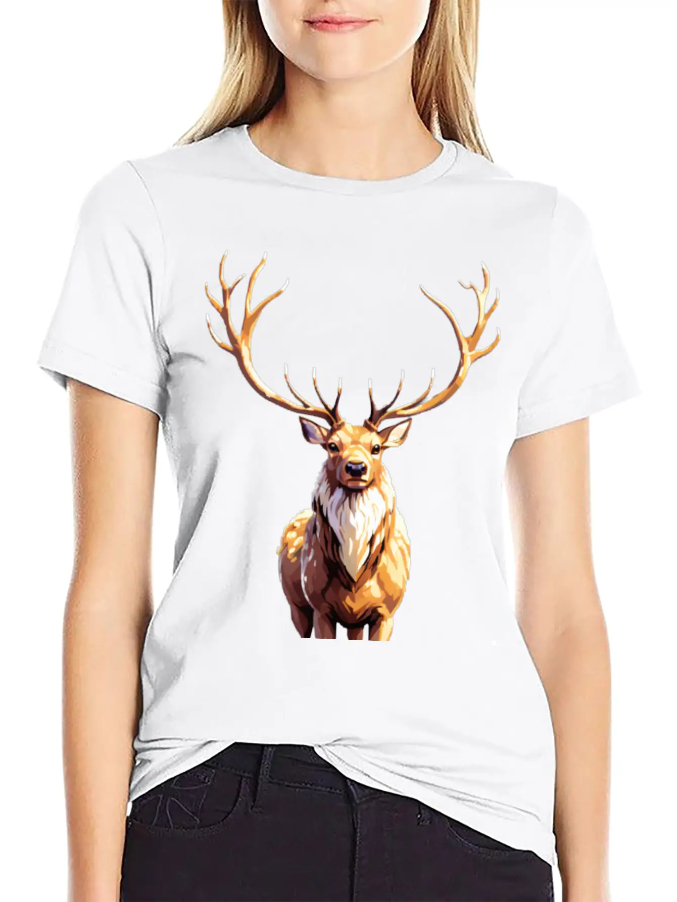A Pixel Art Of A Stag Stylish Everyday T-Shirt – Unisex Basic Cotton Tee