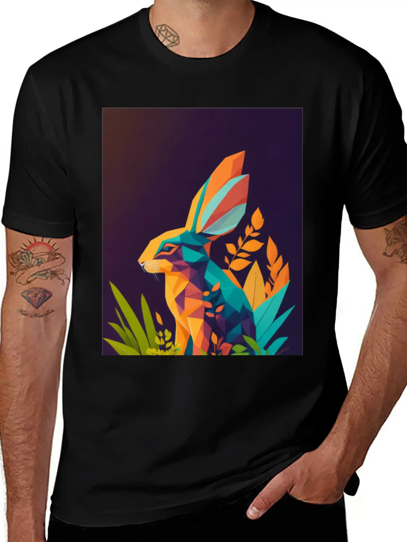 A Silhouette Design Of A Rabbit In The Jungle Essential Unisex Summer Tee – Soft Cotton Casual Fit