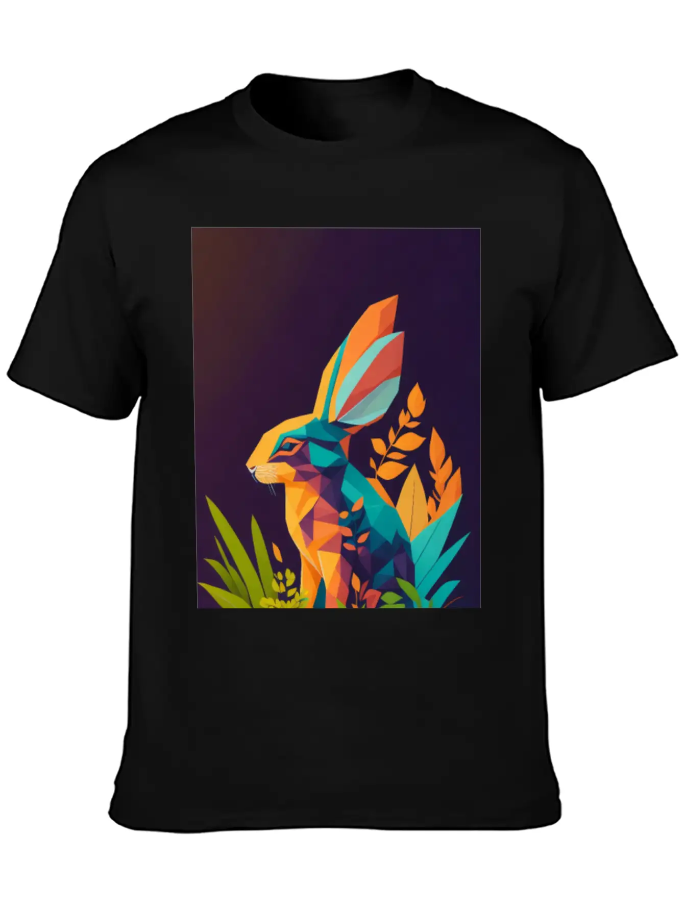 A Silhouette Design Of A Rabbit In The Jungle Essential Unisex Summer Tee – Soft Cotton Casual Fit