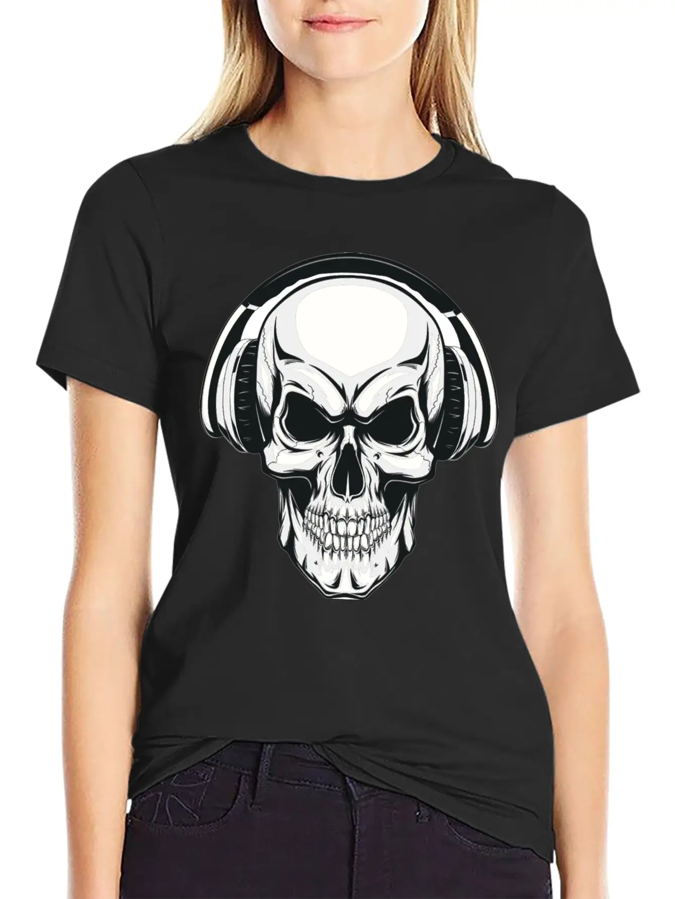 A Skull And His Music Basic Graphic T-Shirt – Daily Comfort In Soft Cotton