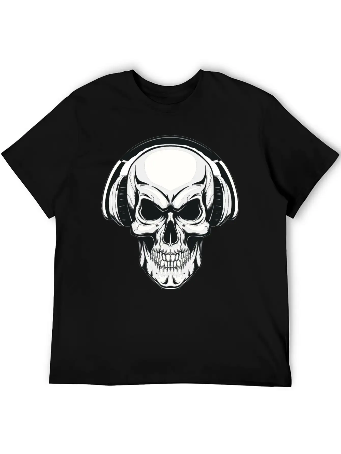 A Skull And His Music Basic Graphic T-Shirt – Daily Comfort In Soft Cotton