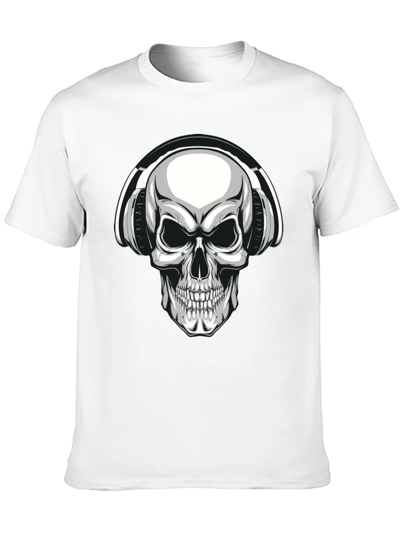 A Skull And His Music Basic Graphic T-Shirt – Daily Comfort In Soft Cotton