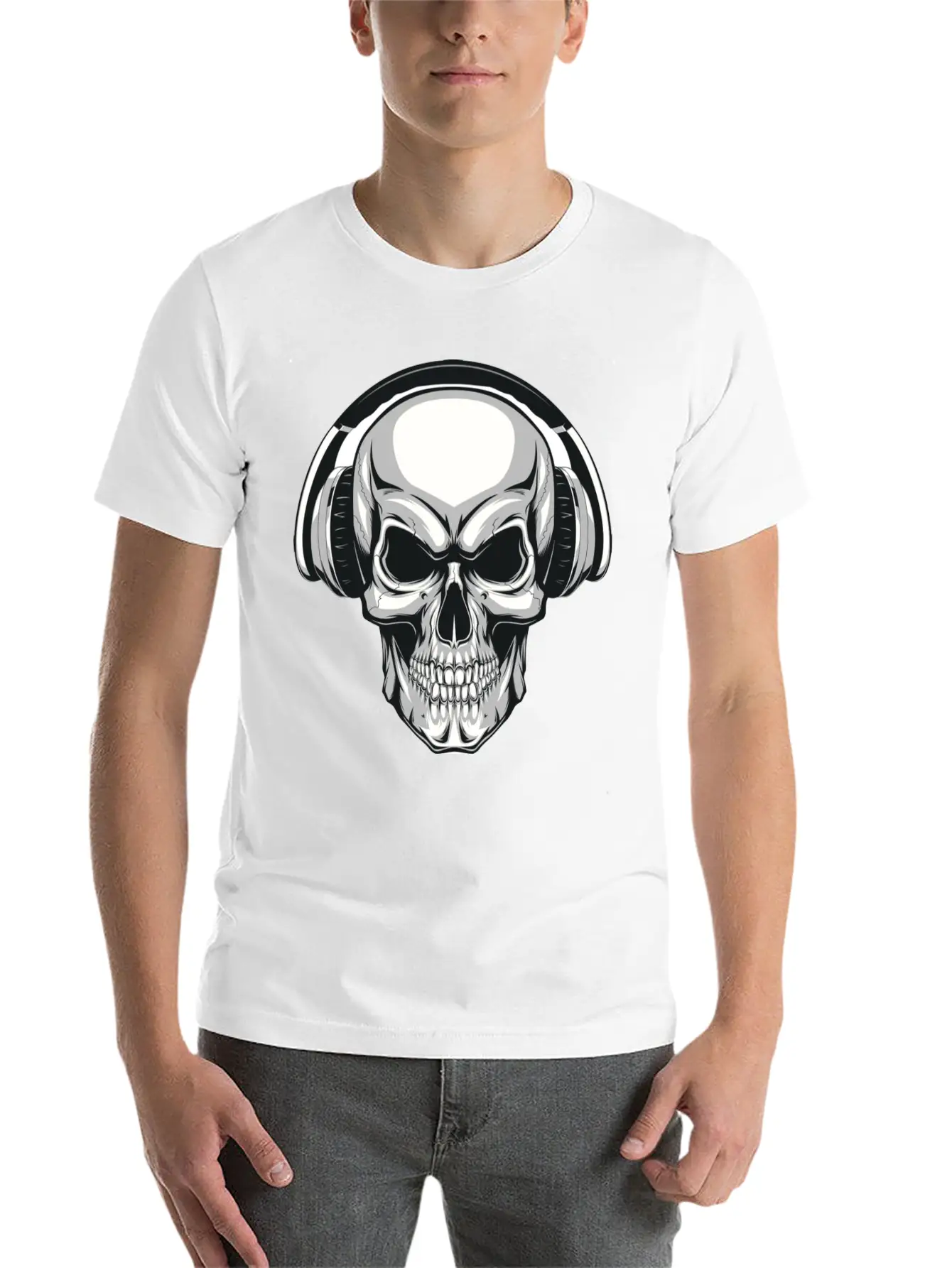 A Skull And His Music Basic Graphic T-Shirt – Daily Comfort In Soft Cotton