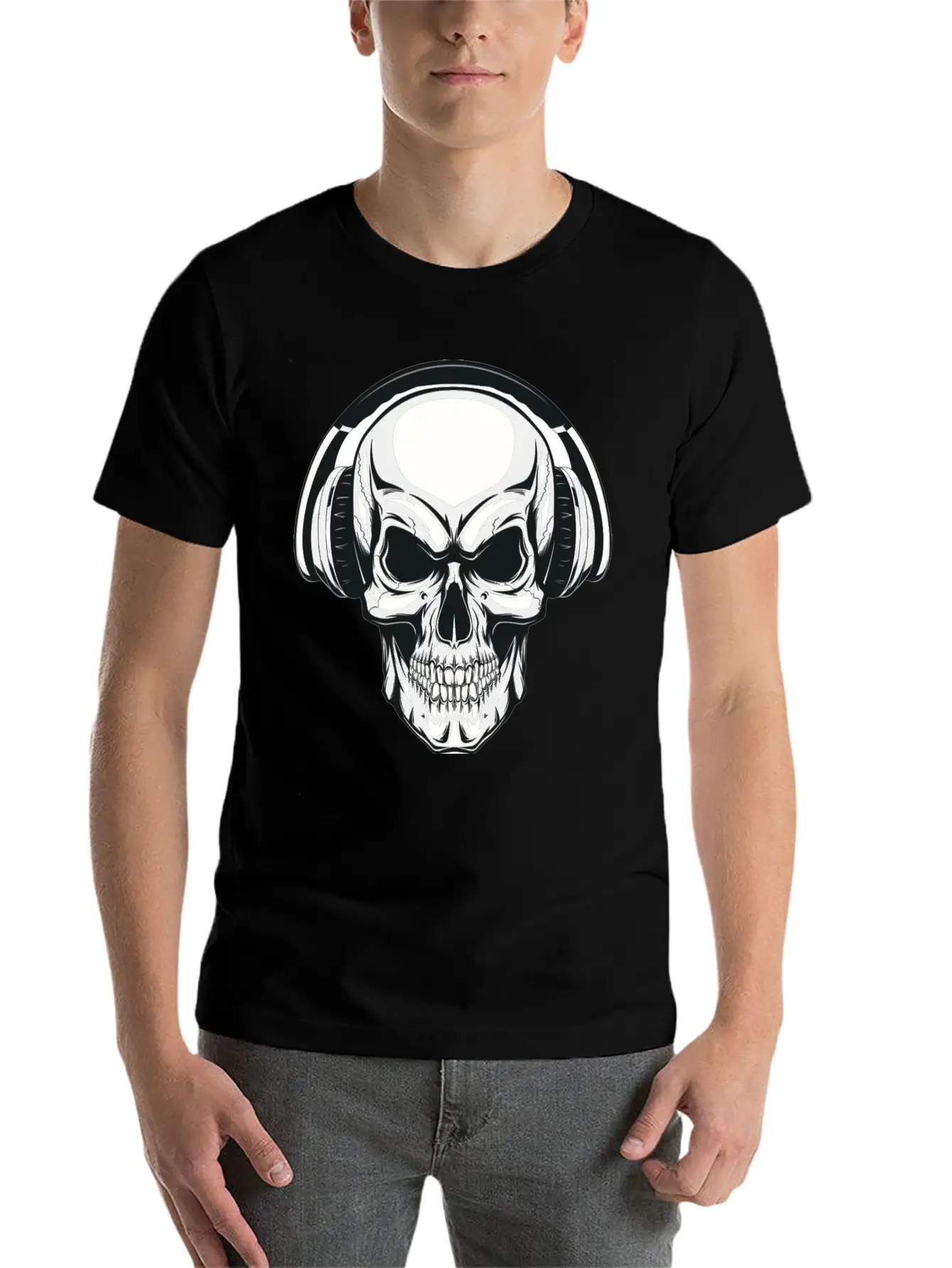 A Skull And His Music Basic Graphic T-Shirt – Daily Comfort In Soft Cotton