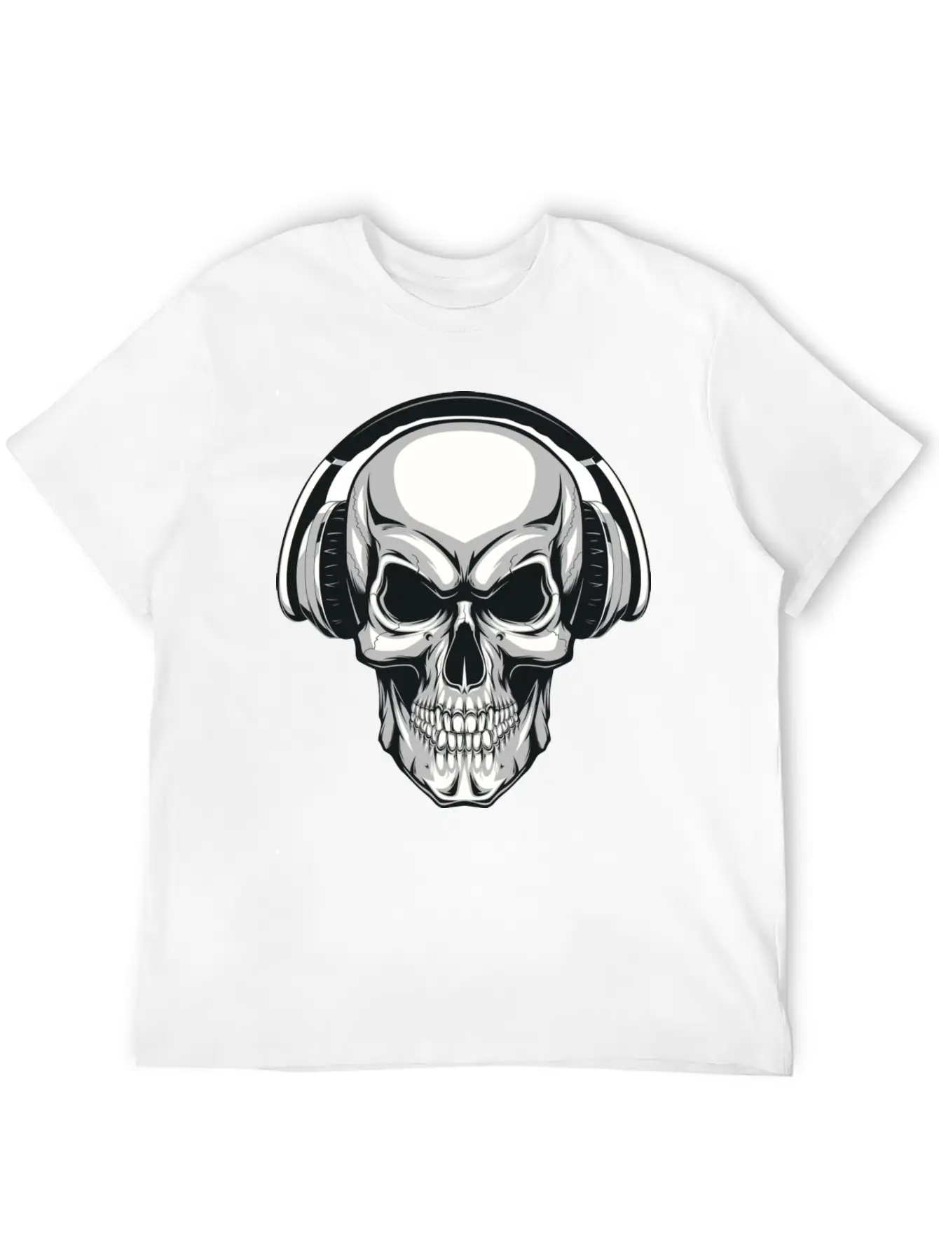 A Skull And His Music Basic Graphic T-Shirt – Daily Comfort In Soft Cotton