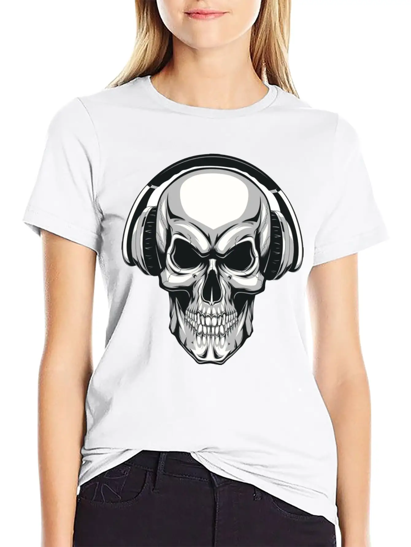 A Skull And His Music Basic Graphic T-Shirt – Daily Comfort In Soft Cotton