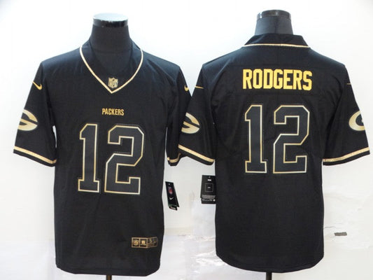 Men's Green Bay Packers #12 Aaron Rodgers Black Game Player Jerseys