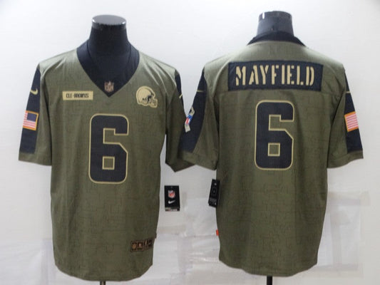 Men's Cleveland Browns Baker Mayfield #6 Olive Game Player Jerseys