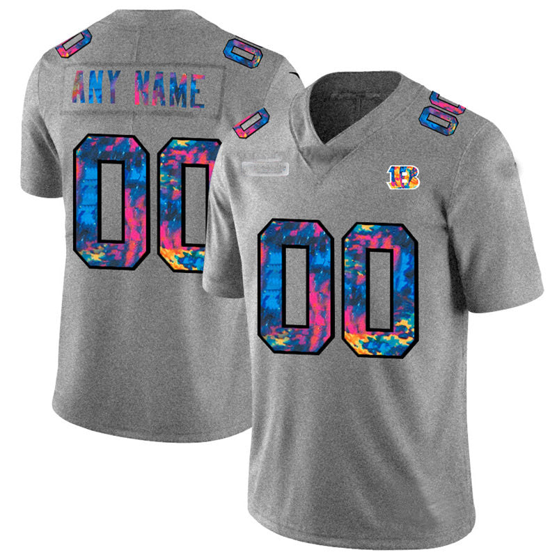 Custom1 Cincinnati Bengals Multi-Color 2020 Crucial Catch Vapor Untouchable Limited Jerseys Greyheather Stitched American Football Jerseys