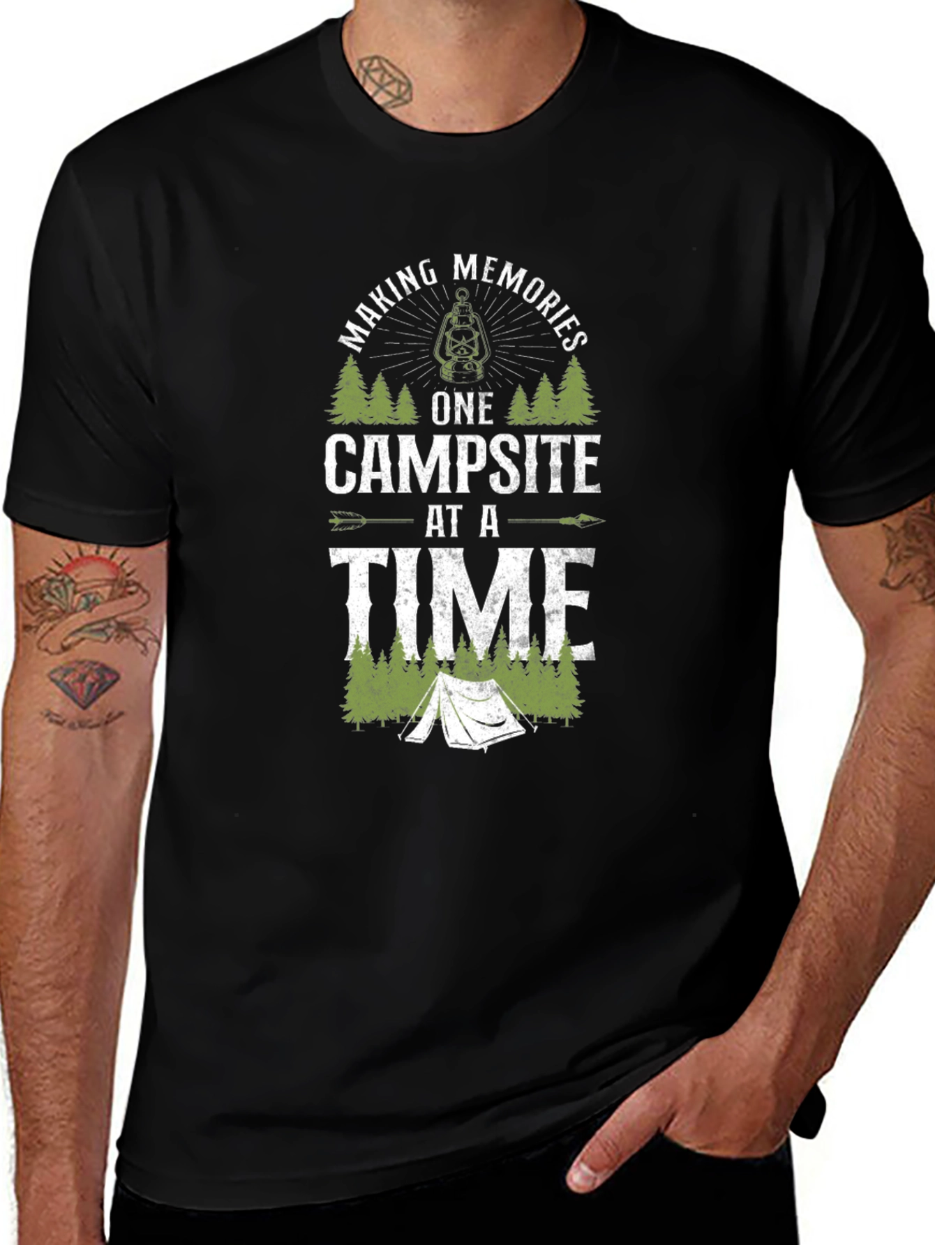 Camping Memories Black Graphic T-Shirt