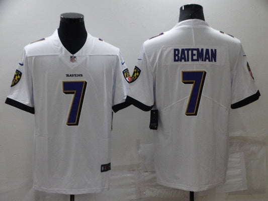 Men's Baltimore Ravens Rashod Bateman #7 White Game Jerseys