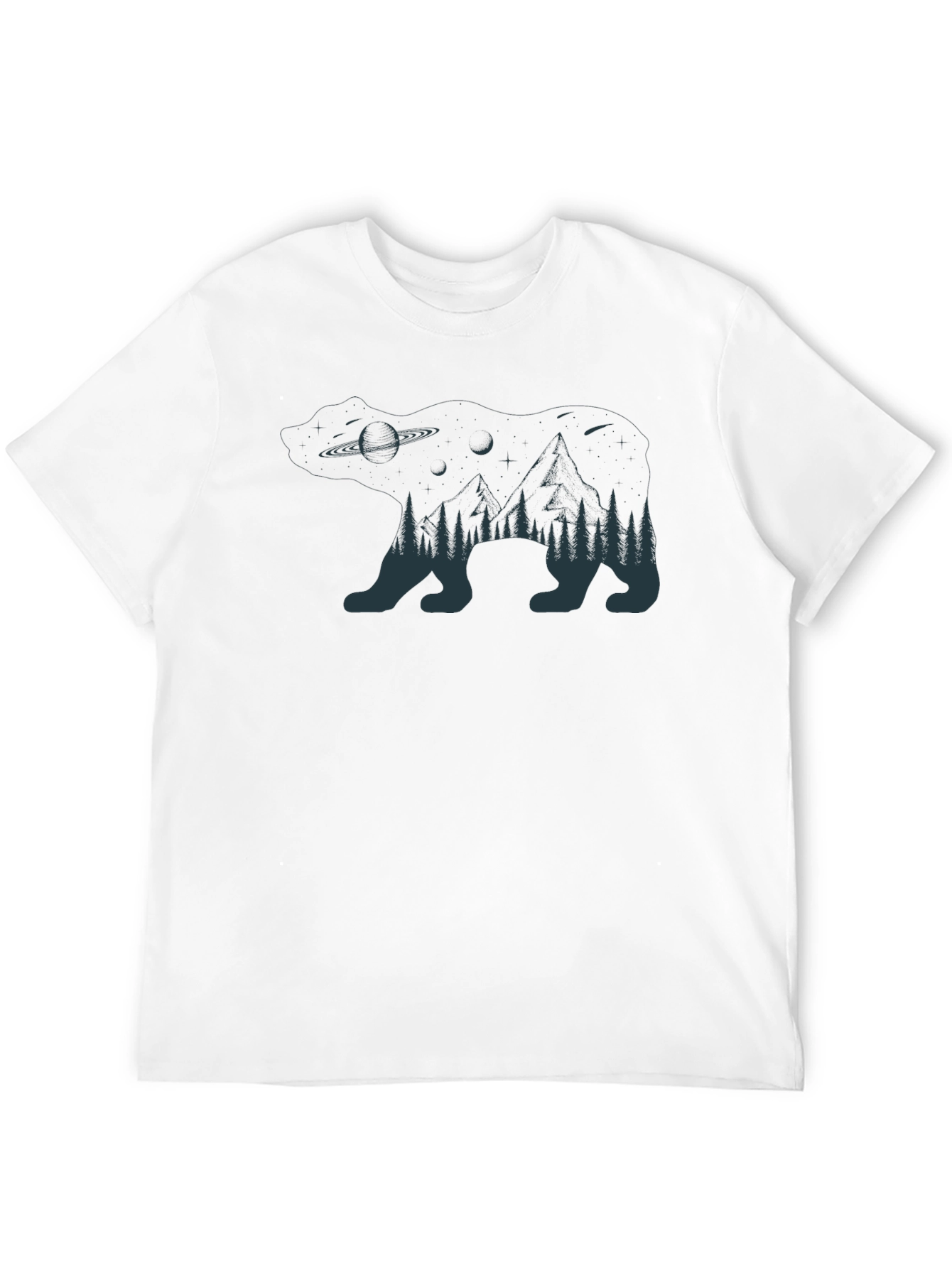 Nature Bear Graphic Tee - Black Cotton Blend