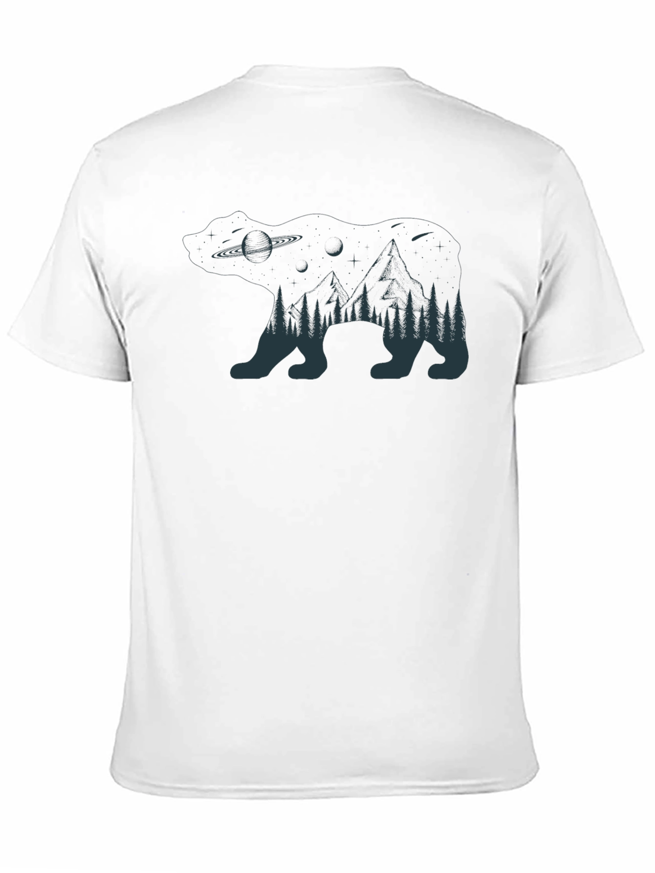 Nature Bear Graphic Tee - Black Cotton Blend