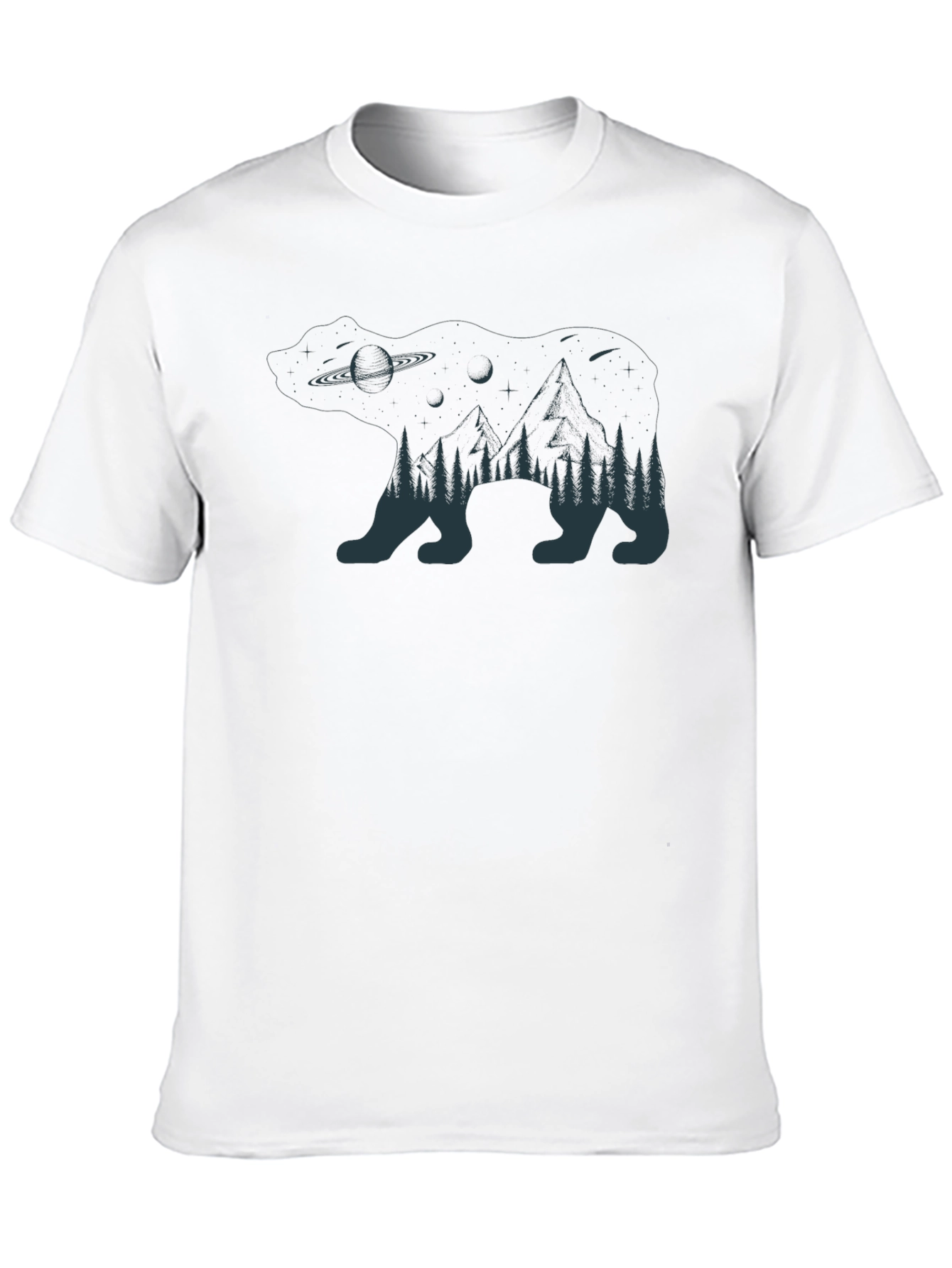 Nature Bear Graphic Tee - Black Cotton Blend