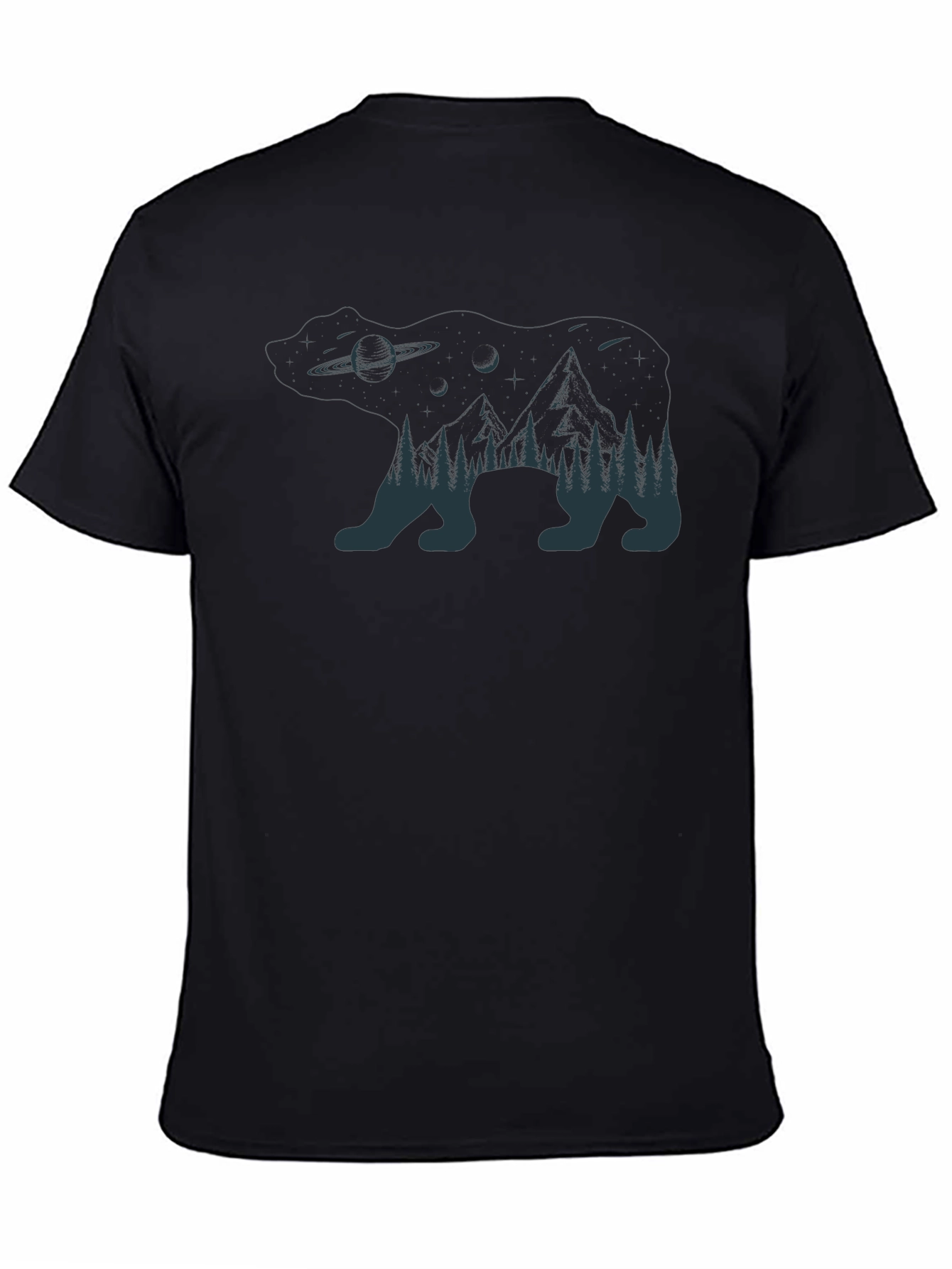 Nature Bear Graphic Tee - Black Cotton Blend