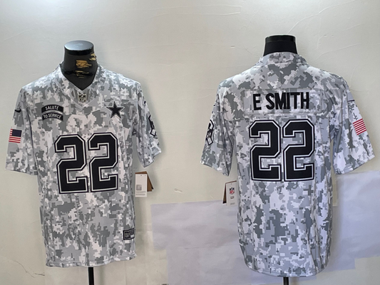 Men's Dallas Cowboys Emmitt Smith #22 Arctic Camo 2024 Salute to Service Retired Player Limited Jerseys