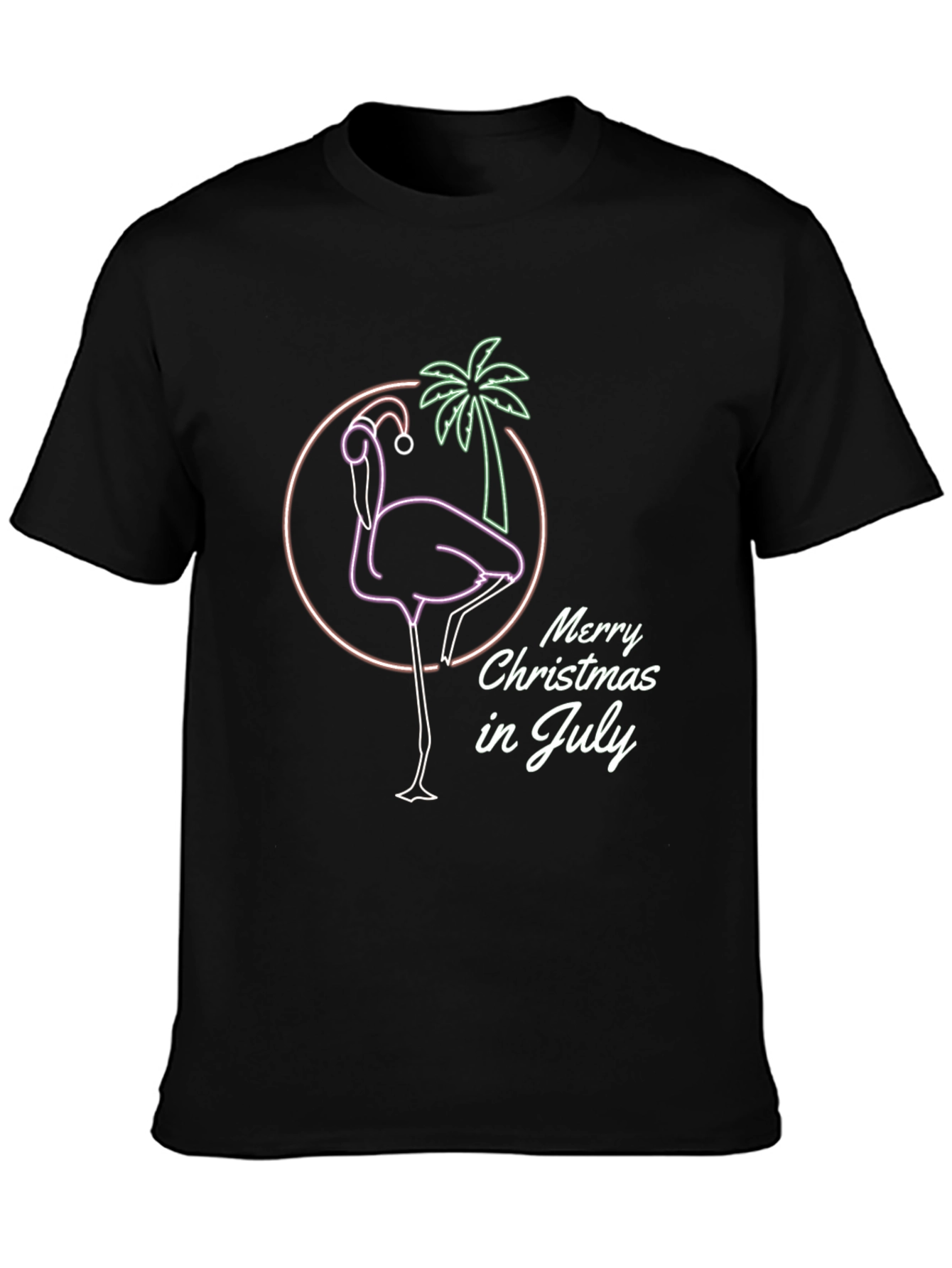 Merry Christmas in July Flamingo Graphic Tee