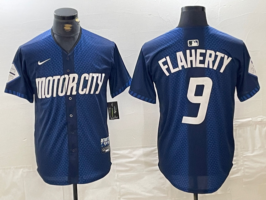 Men's Detroit Tigers Jack Flaherty #9 Navy 2024 City Connect Limited Player Jerseys