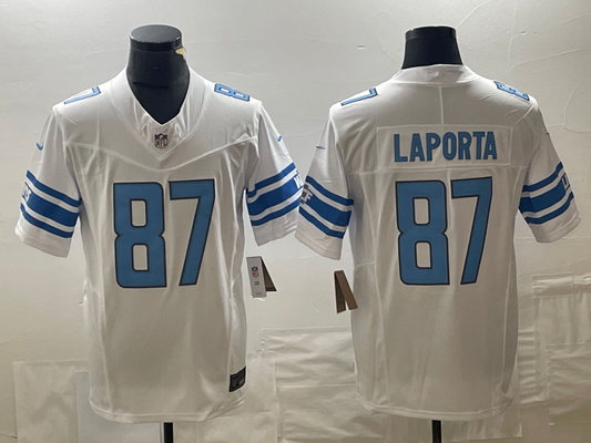 Men's Detroit Lions Sam LaPorta #87 White Game Jerseys