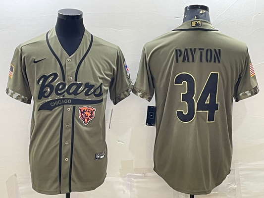Men's Chicago Bears Walter Payton #34 Olive 2022 Salute To Service Limited Jerseys Joint Edition