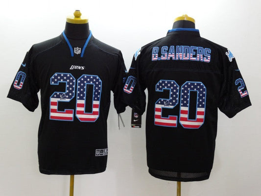 Men's Detroit Lions Barry Sanders #20 Black Game Player Jerseys
