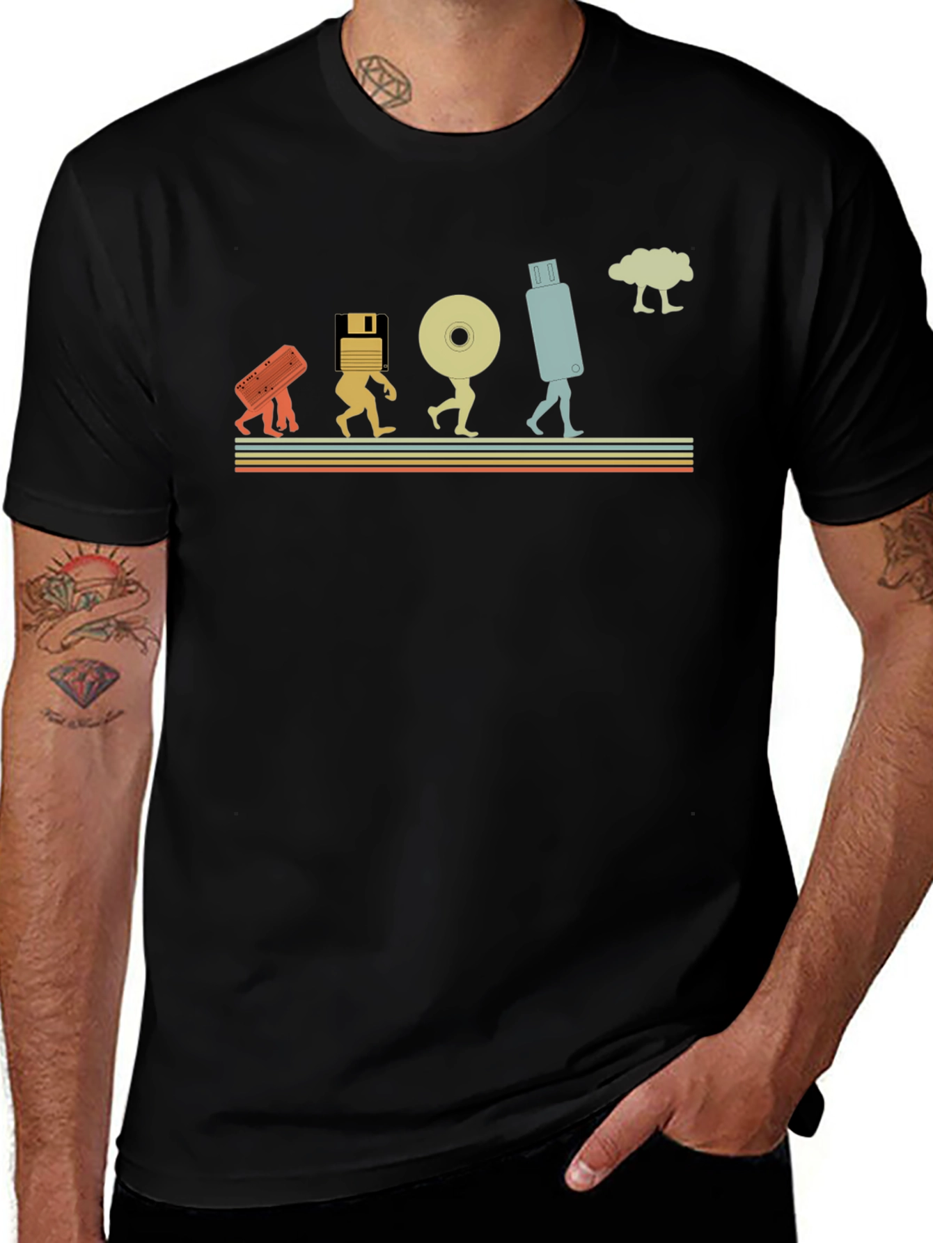 Data Evolution Mens Black Graphic T-Shirt