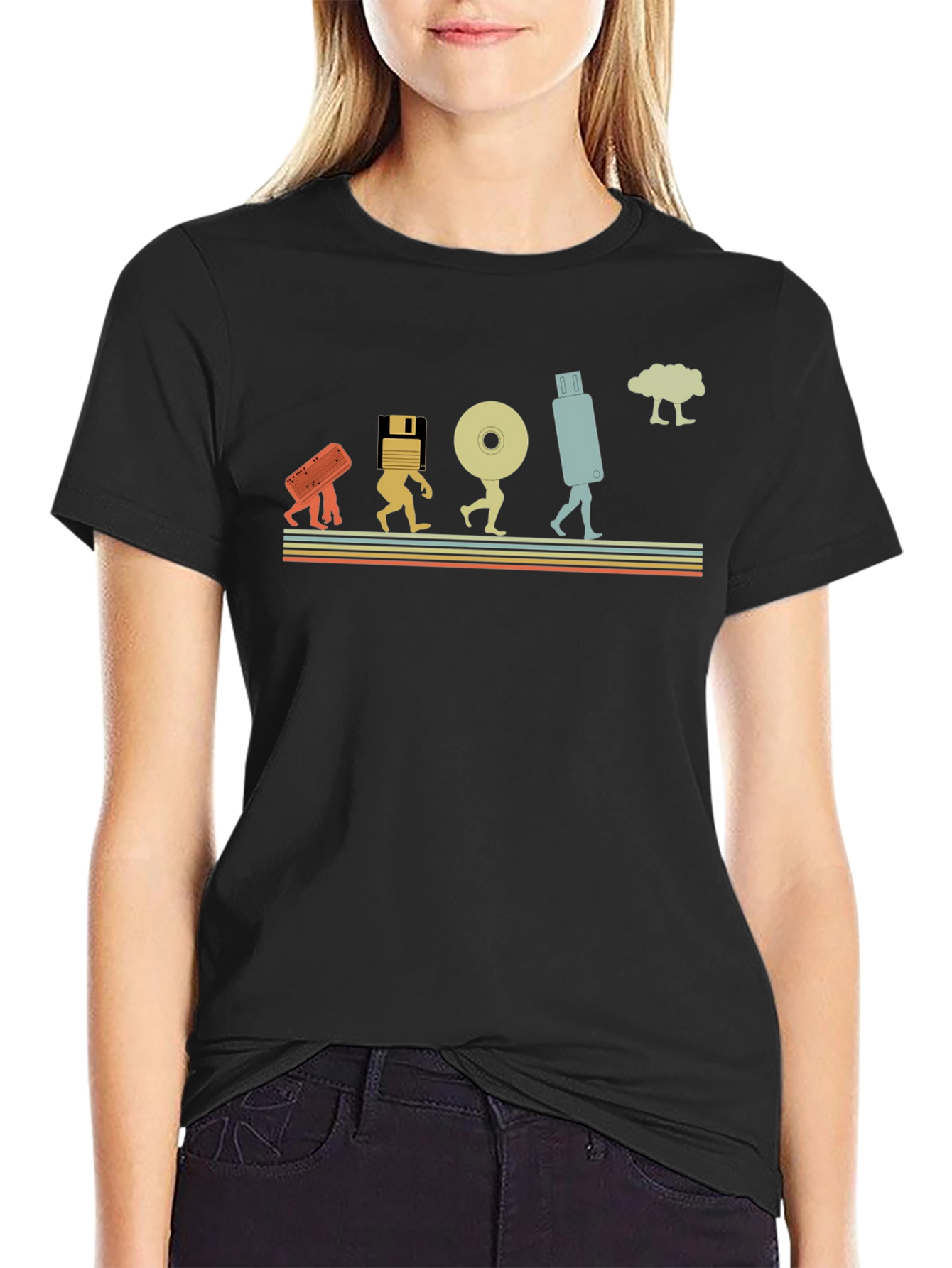 Data Evolution Mens Black Graphic T-Shirt