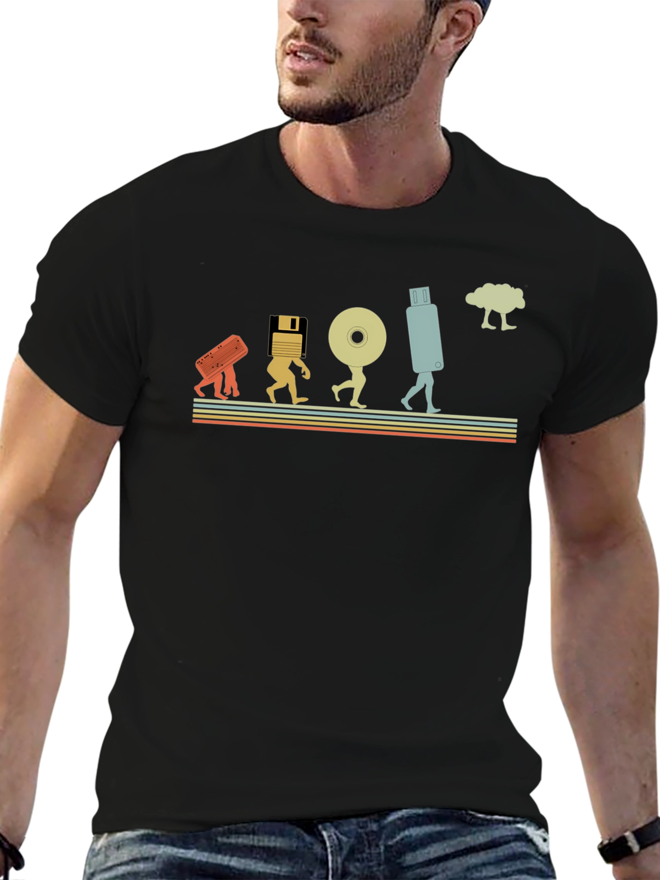 Data Evolution Mens Black Graphic T-Shirt