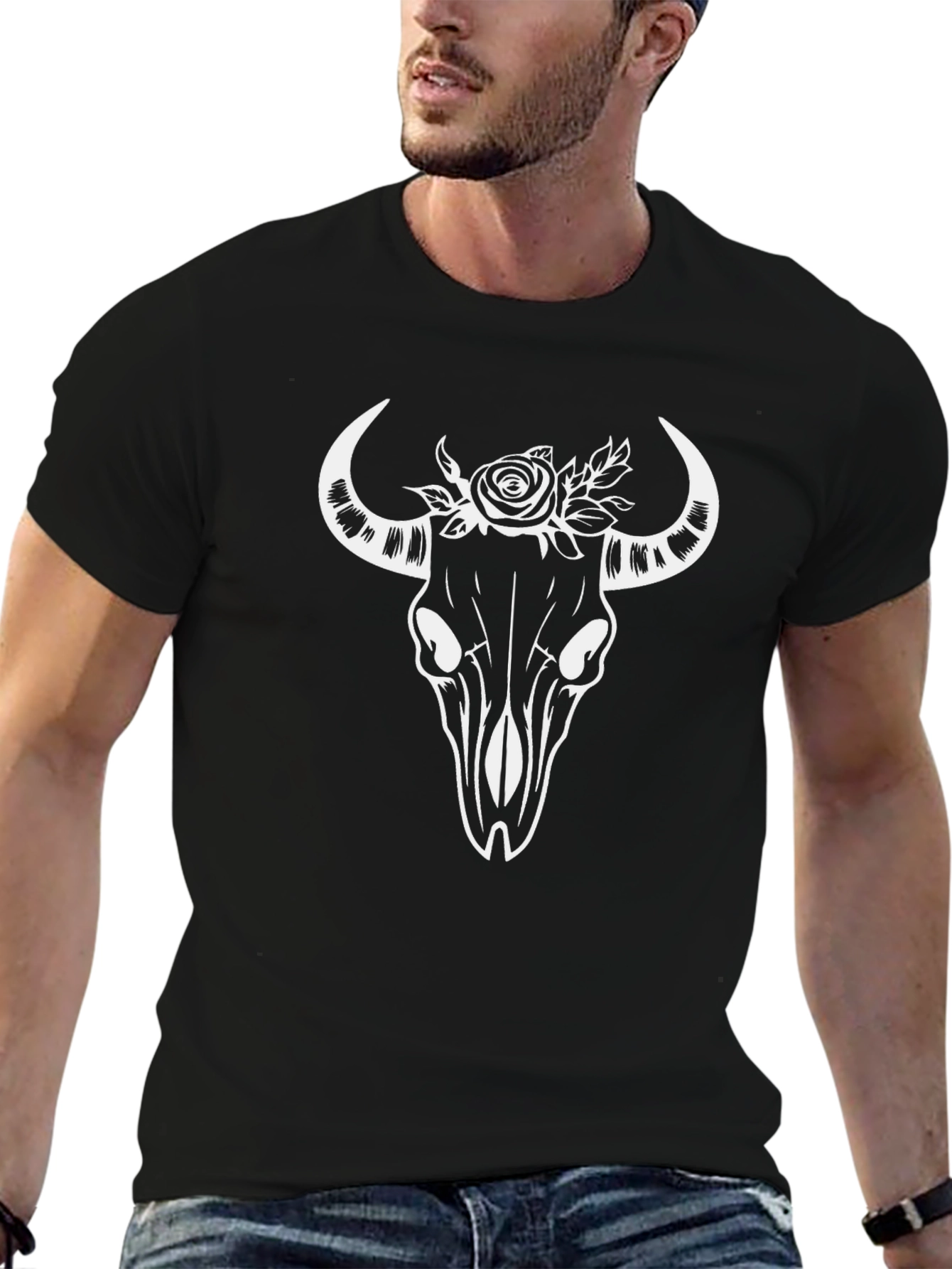 Bull Skull Graphic Tee - Western Style