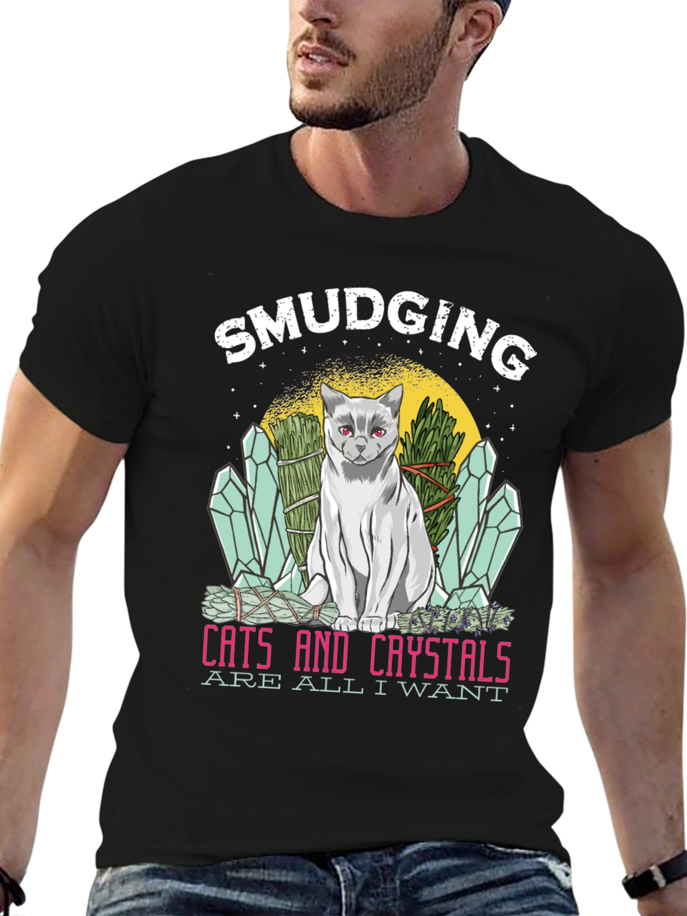 Smudging Cat & Crystals T-Shirt