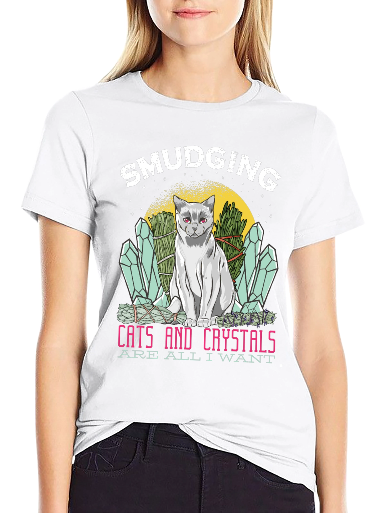 Smudging Cat & Crystals T-Shirt