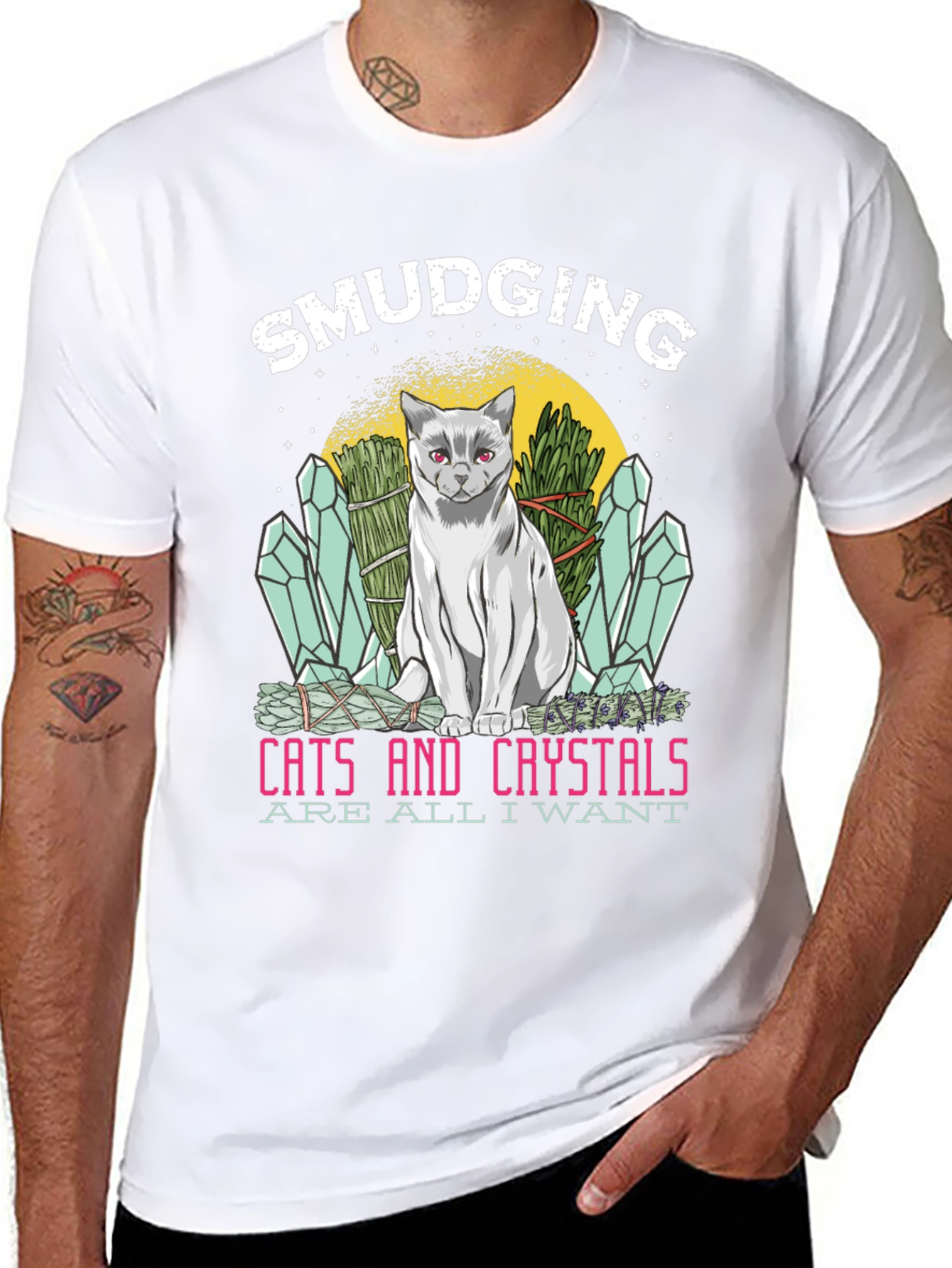 Smudging Cat & Crystals T-Shirt