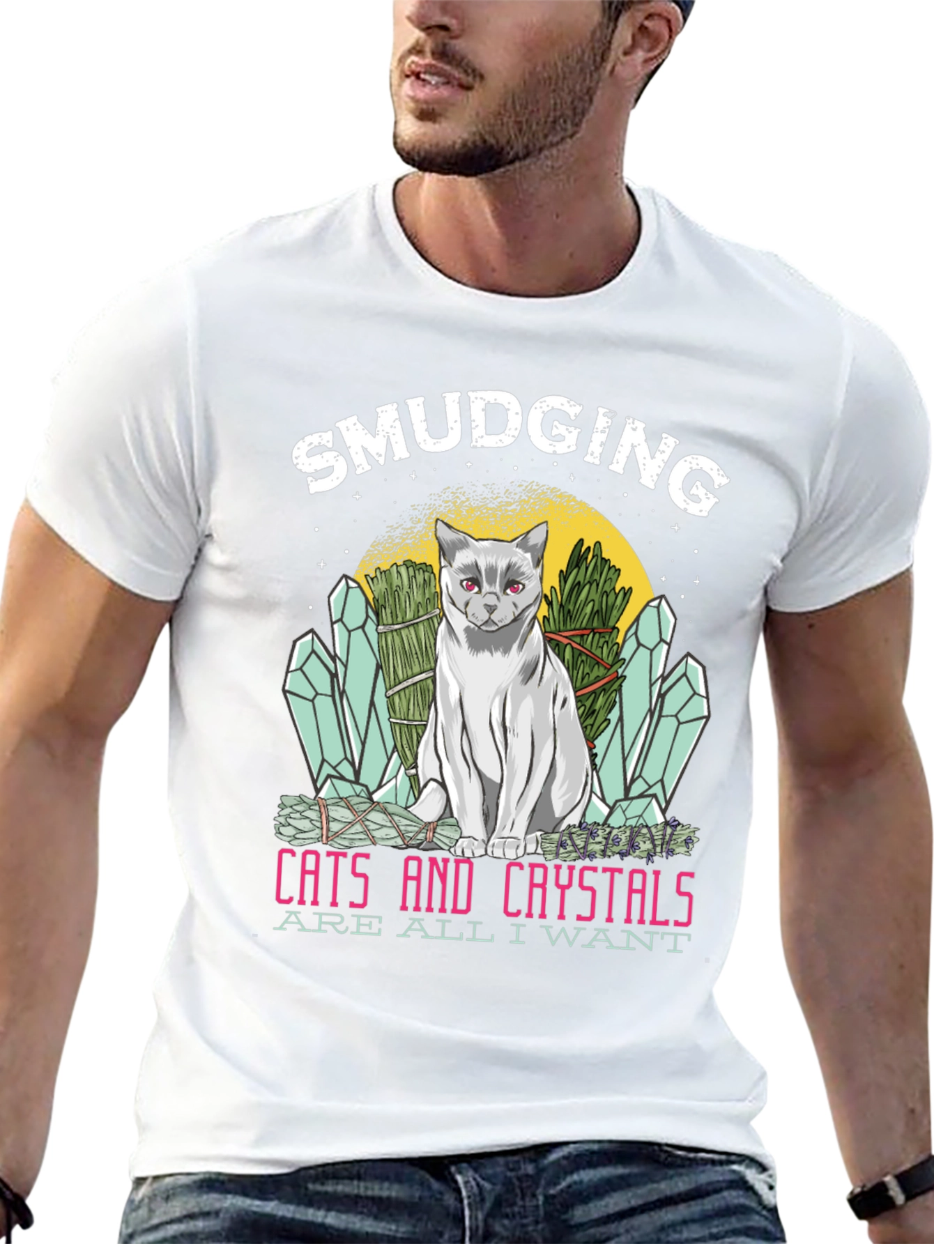 Smudging Cat & Crystals T-Shirt