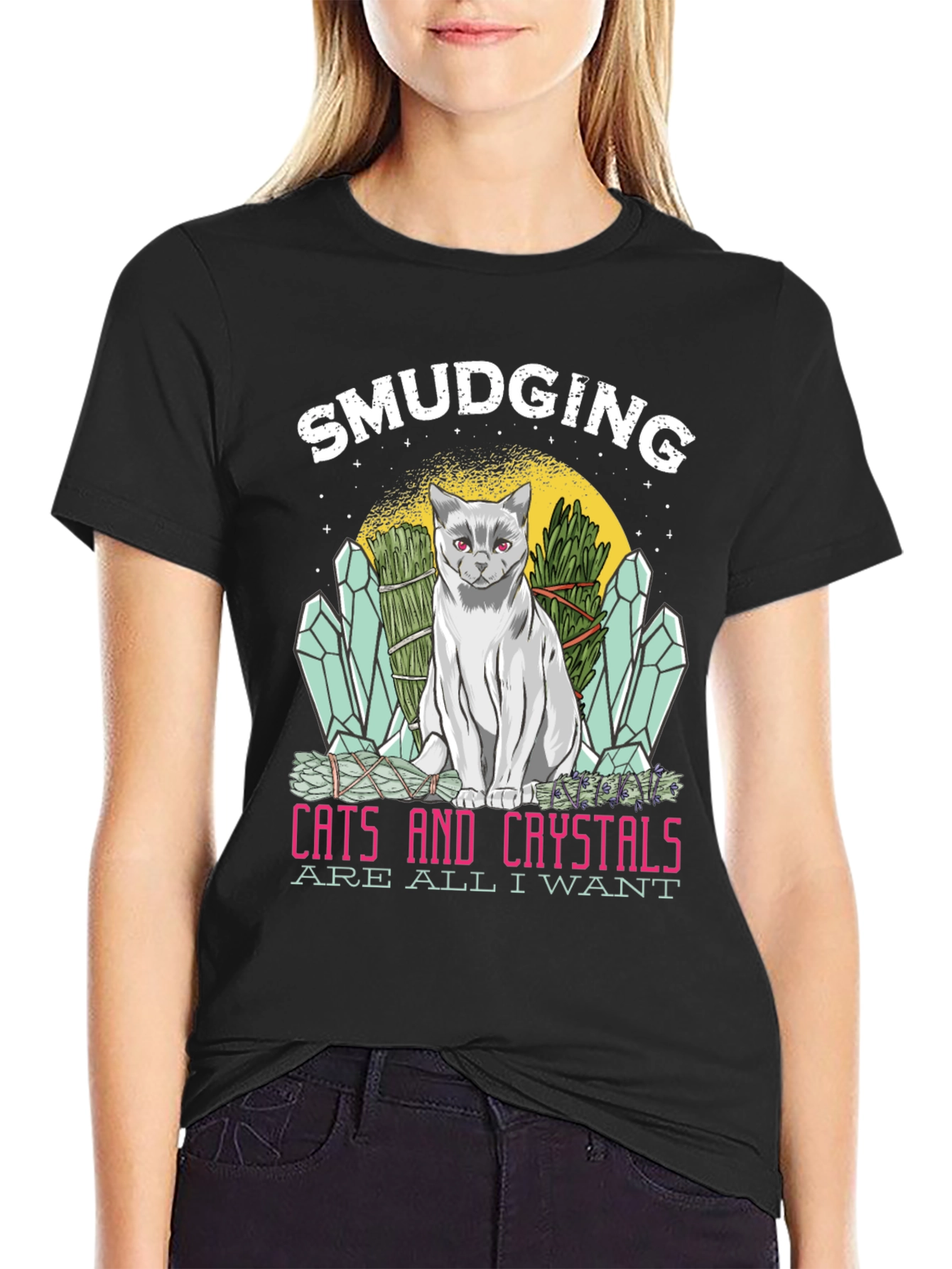 Smudging Cat & Crystals T-Shirt