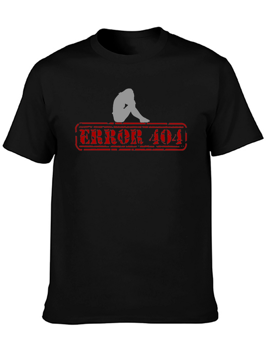 Error 404 Graphic T-Shirt - Black Crew Neck Tee