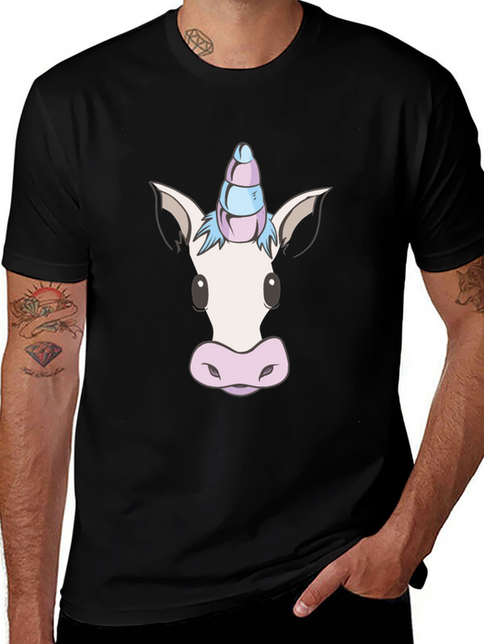 Unicorn Head Graphic Tee - Black Cotton Blend