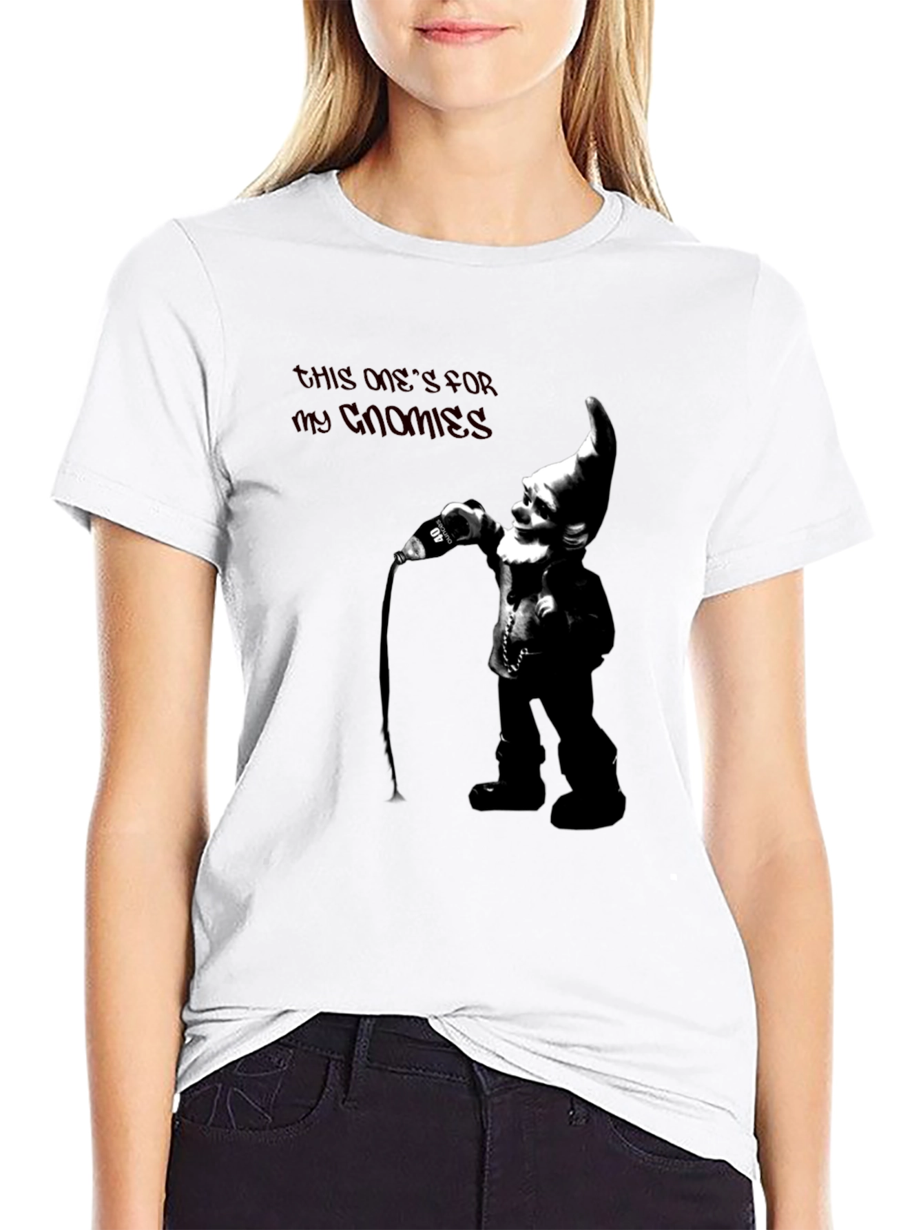 Gnomies Graphic T-Shirt - Black Crew Neck