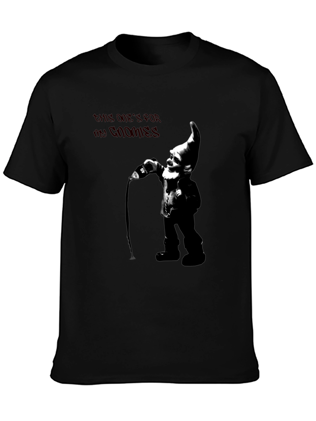 Gnomies Graphic T-Shirt - Black Crew Neck