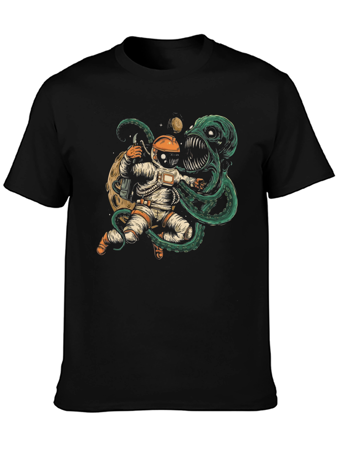 Astronaut vs Space Monster Graphic T-Shirt