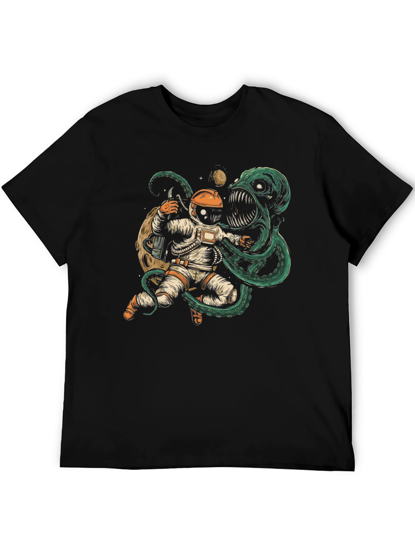 Astronaut vs Space Monster Graphic T-Shirt