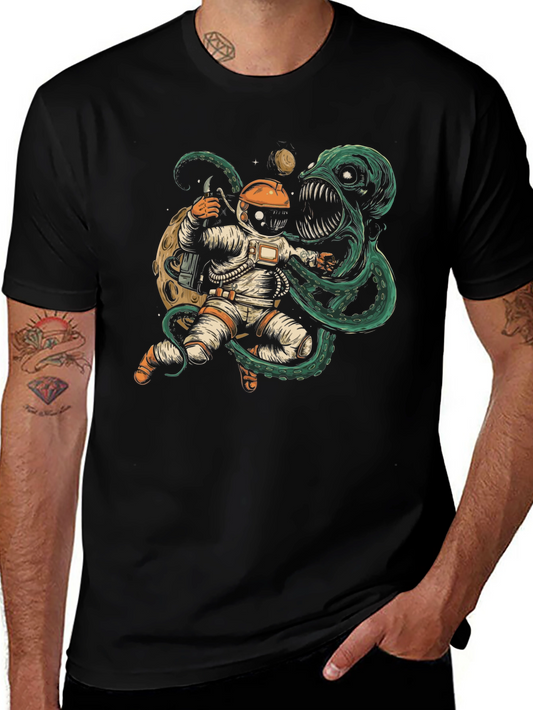 Astronaut vs Space Monster Graphic T-Shirt
