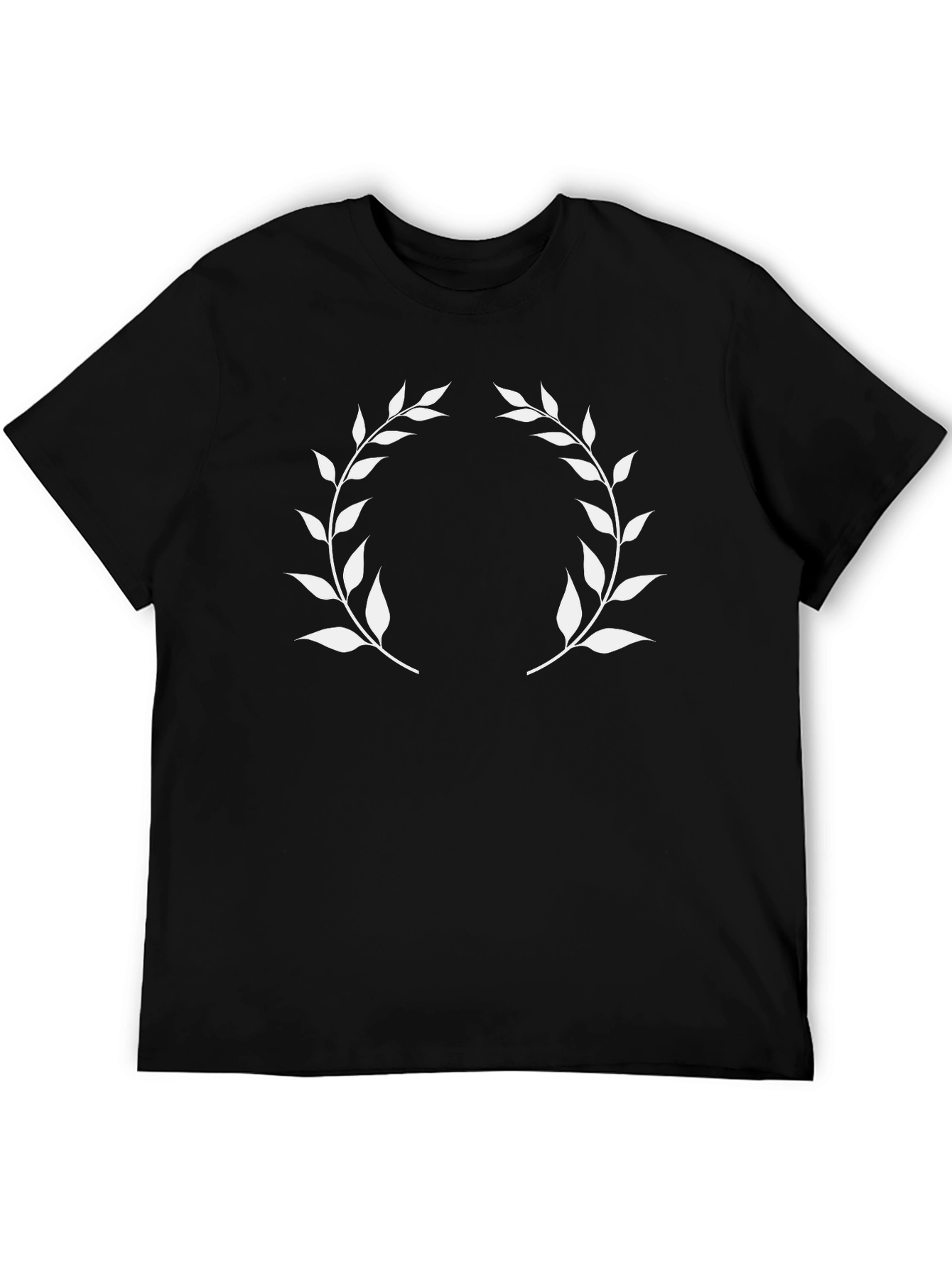 Classic Black Tee with Laurel Wreath Design