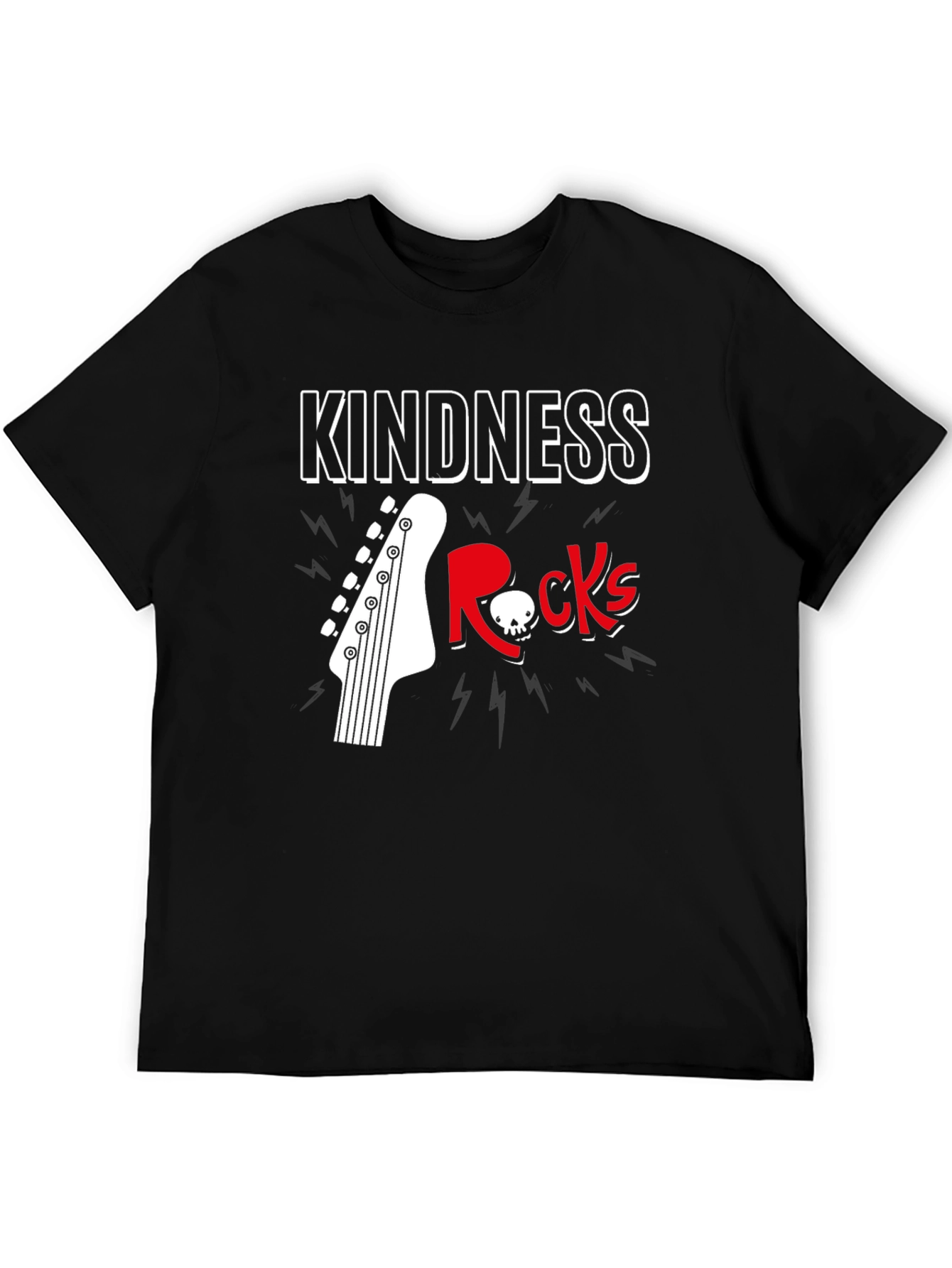 Kindness Rocks Graphic T-Shirt - Music & Skull Design